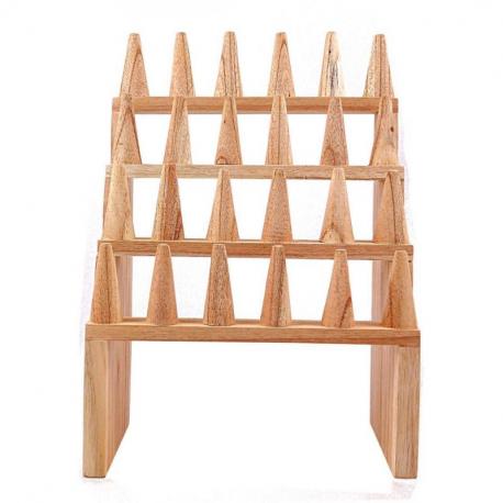 Grand porte-bagues /  Présentoir à bagues (24 cônes) en bois massif brut