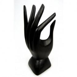 Main de Bouddha | Présentoir à bagues en bois sculpté finition "Noir ébène"