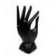 Main de Bouddha / Présentoir à bagues en bois sculpté teinte noire