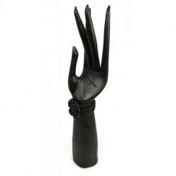 Grande Main de Bouddha / Présentoir à bijoux en bois teinte noire 40cm