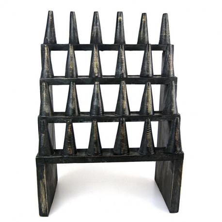 Grand présentoir à bagues (24 cônes) en bois finition "noir vintage"