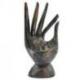 Main de Bouddha / Présentoir à bagues en bois sculpté finition "noir vintage"