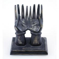 Mains porte-bagues / Présentoir à cartes de visite. Bois massif  teinte noire vintage