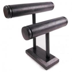 Présentoir à bracelets et montres 2 joncs en bois massif teinté noir