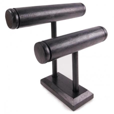 Présentoir à bracelets et montres 2 joncs en bois massif teinté noir