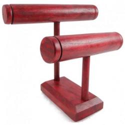 Présentoir à bracelets Nomade 2 joncs en bois | Finition Rouge Intense