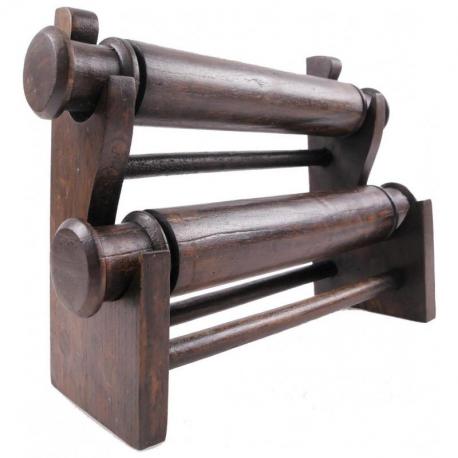 Présentoir à bracelets et montres 2 joncs en bois | Finition "Chocolat"