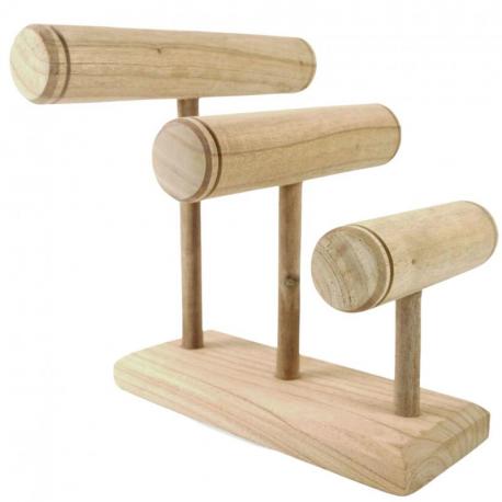 Présentoir à bracelets Nomade 3 joncs en bois | Finition Bois brut naturel