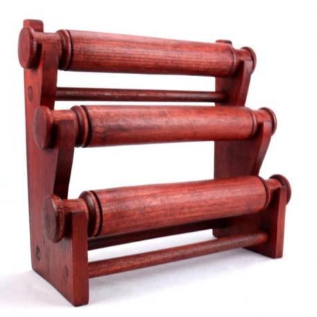Porte-bracelets et montres /  Presentoir a bijoux 3 joncs en bois massif teinte rouge