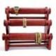 Porte-bracelets et montres /  Presentoir a bijoux 3 joncs en bois massif teinte rouge