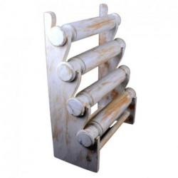 Grand présentoir à bracelets et montres 4 joncs en bois | Finition Blanc Cérusé