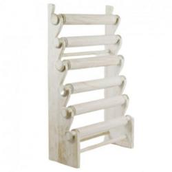 Maxi Présentoir Professionnel pour Bracelets et Montres 6 joncs en bois | Finition Blanc Cérusé