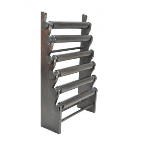 Maxi Présentoir Professionnel pour Bracelets et Montres 6 joncs en bois | Finition "Chocolat"