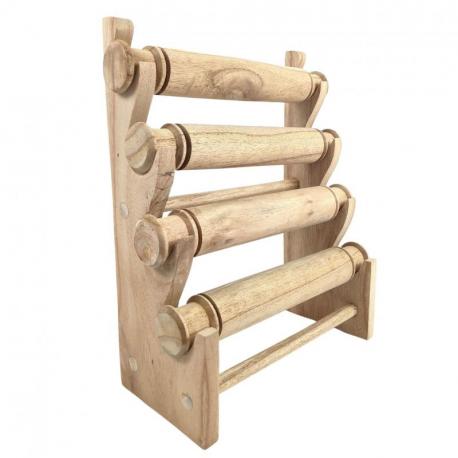 Grand présentoir à bracelets et montres 4 joncs en bois | Finition Bois brut naturel
