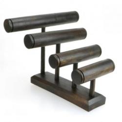 Grand Présentoir à Bracelets Nomade 4 joncs en bois | Finition "Chocolat"