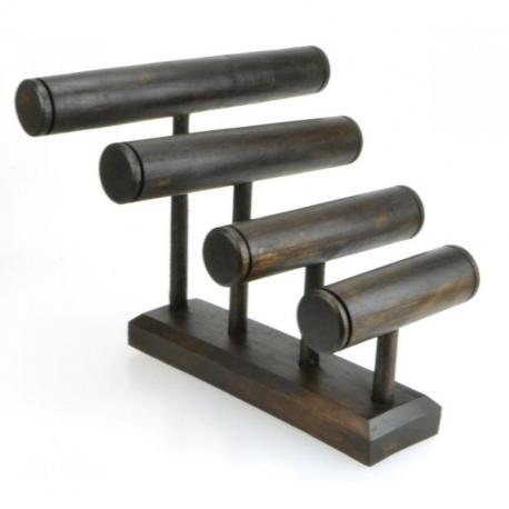 Grand Présentoir à Bracelets Nomade 4 joncs en bois | Finition "Chocolat"