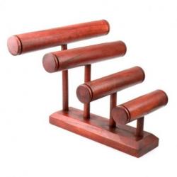 Grand présentoir à bracelets/montres 4 joncs en bois massif couleur rouge