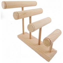 Grand Présentoir à Bracelets Nomade 4 joncs en bois | Finition Bois brut naturel