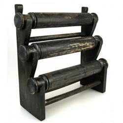 Présentoir à bracelets et montres 3 joncs en bois | Finition Noir Vintage