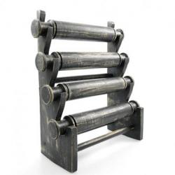 Grand présentoir à bracelets et montres 4 joncs en bois | Finition Noir Vintage