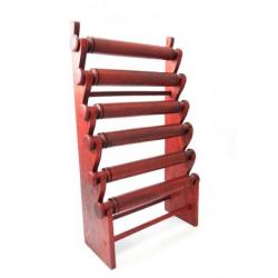 Maxi Présentoir Professionnel pour Bracelets et Montres 6 joncs en bois | Finition Rouge Intense