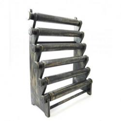 Maxi Présentoir Professionnel pour Bracelets et Montres 6 joncs en bois | Finition Noir Vintage