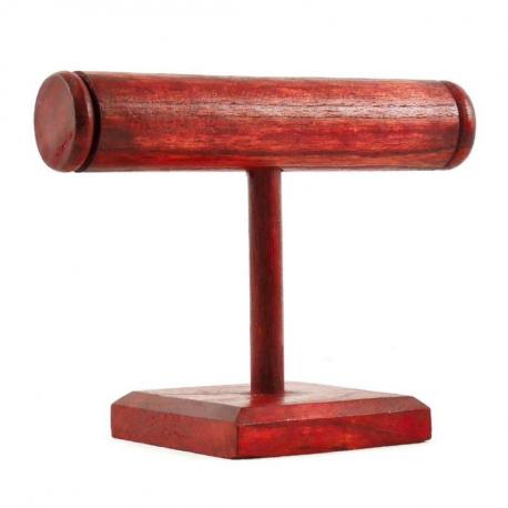 Présentoir à bracelets et montres 1 jonc en bois massif teinté rouge