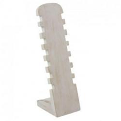 Présentoir à Bracelets cranté 30cm en bois massif | Finition Blanc Cérusé