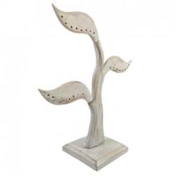 Arbre à Boucles d'Oreilles en bois 28cm | Finition "Blanc Cérusé"