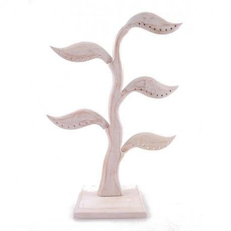 Arbre à boucles d'oreilles - bois massif blanc cérusé