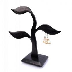 Arbre à Boucles d'Oreilles en bois 28cm | Finition "Noir Ébène"