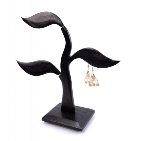 Arbre à Boucles d'Oreilles en bois 28cm | Finition "Noir Ébène"