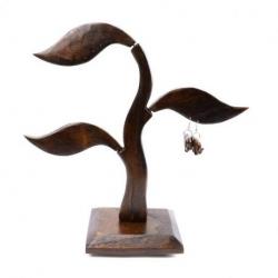 Arbre à boucles d'oreilles - bois massif marron