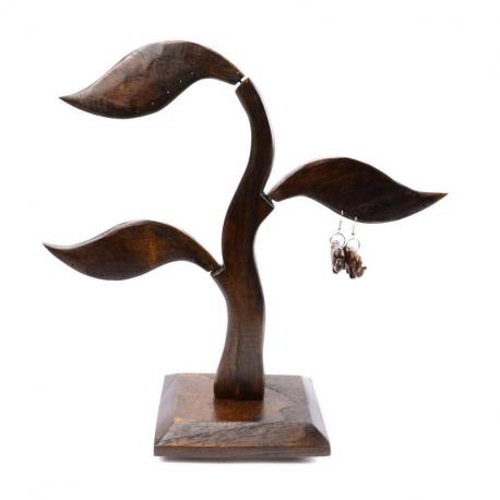 Arbre à boucles d'oreilles - bois massif marron
