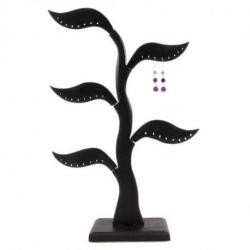 Arbre à boucles d'oreilles - bois massif teinte noire