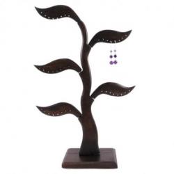 Arbre à boucles d'oreilles - bois massif teinte marron