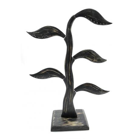 Arbre à Boucles d'Oreilles en bois 40cm | Finition "Noir Vintage"