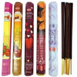 Encens Indien naturel - Bouquet Plaisirs Sucrés (5 parfums) Lot de 100 bâtonnets marque HEM
