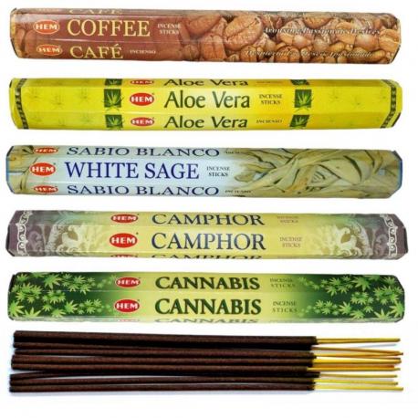 Assortiment d'encens - Bouquet "Parfums naturels" (5 parfums). Lot de 100 bâtons marque HEM