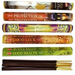 Assortiment d'encens - Bouquet "Porte-Bonheur". Lot de 100 bâtons (5 parfums) marque HEM