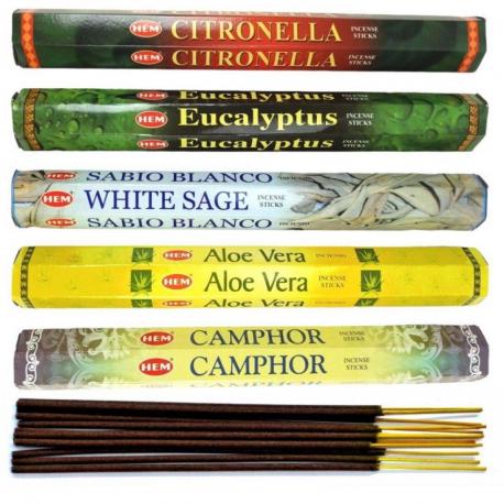 Assortiment d'encens - Bouquet "Plantes Médicinales" (5 parfums). Lot de 100 bâtons marque HEM