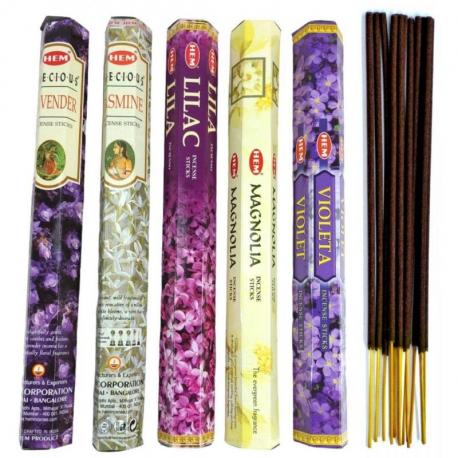 Assortiment d'encens - Bouquet "Floral" (5 parfums). Lot de 100 bâtons marque HEM