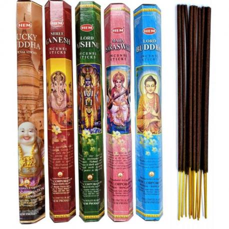 Assortiment d'encens - Bouquet "Bouddhisme Hindouisme" 5 parfums / 100 bâtons | HEM