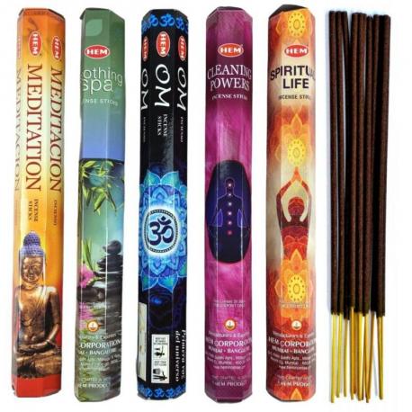 Assortiment d'encens spécial Yoga Spiritualité Méditation, 5 variétés / 100 bâtons marque HEM