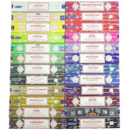 Gigapack "1 an d'Encens Qualité +++". Assortiment 24 parfums / 360 bâtons | Satya Sai Baba