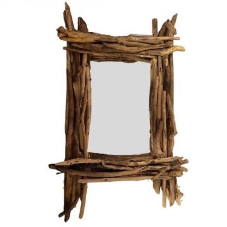 Miroir rectangulaire en bois flotté 65x50cm. Décoration murale Miroir rectangulaire en bois flotté 65x50cm. Décoration murale