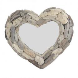 Miroir coeur en bois flotté 45x35cm. Décoration murale Miroir coeur en bois flotté 45x35cm. Décoration murale
