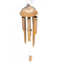 Carillon à vent en Bambou - Chapeau en Noix de coco Poilue