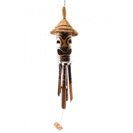 Carillon à vent en Bambou et Paille - Tiki Polynésien