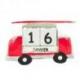 Calendrier perpétuel Van vintage en bois rouge